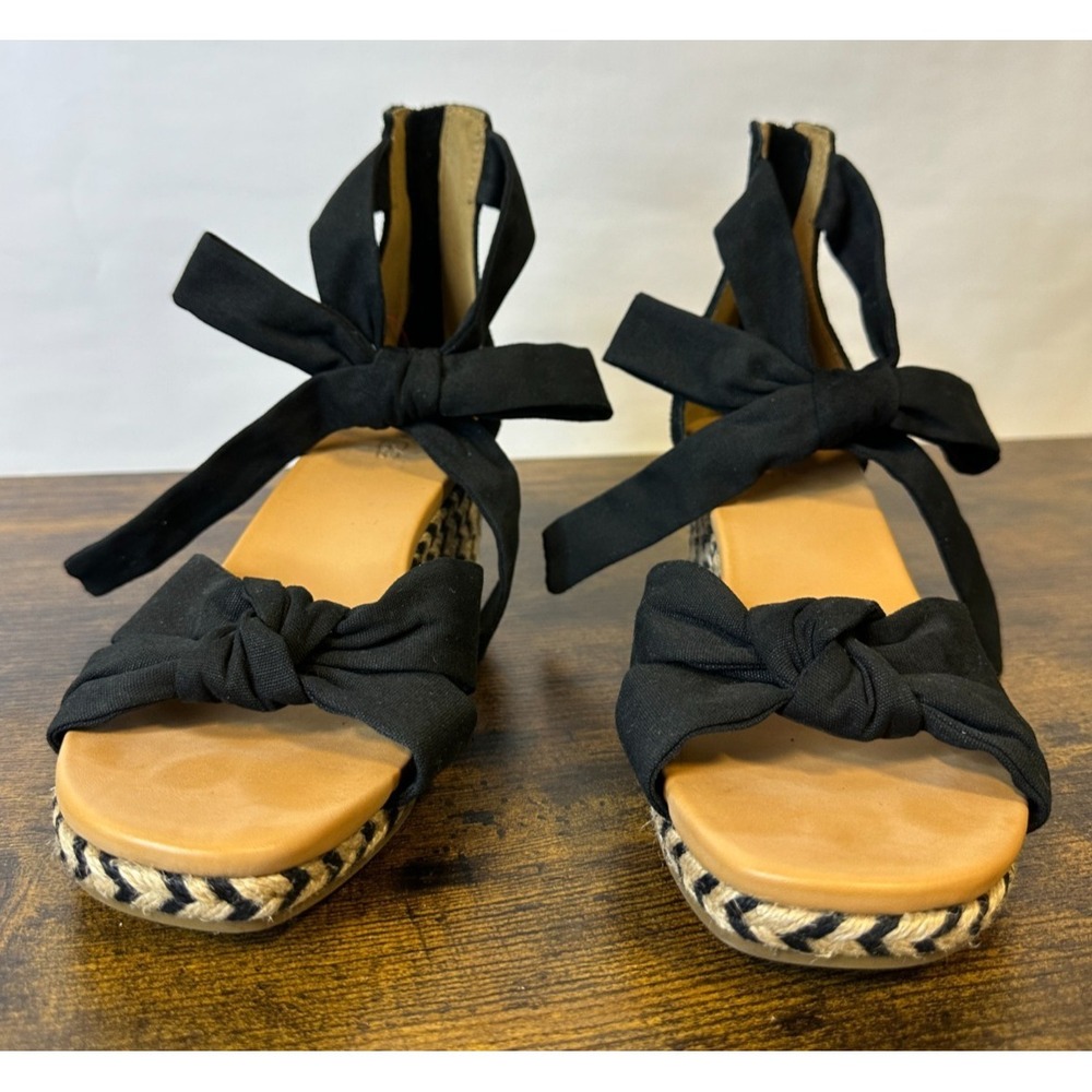 UGG Yarrow Espadrille Wedge Sandals Ankle Bow Tie Zipper Size 8.5 Boho Festival - Picture 3 of 16